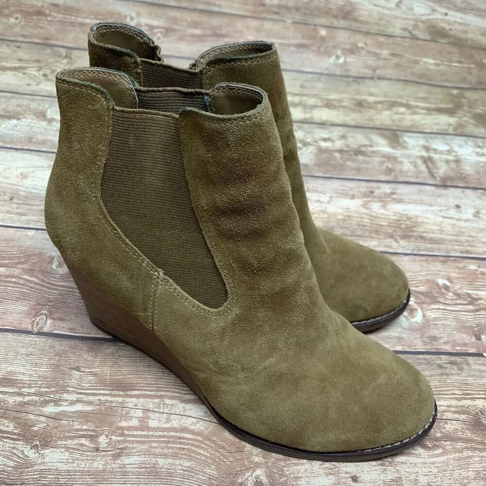 Lucky Brand Womens 9 EU 40 Yamka Chelsea Wedge Ankle Boots Booties Suede Leather